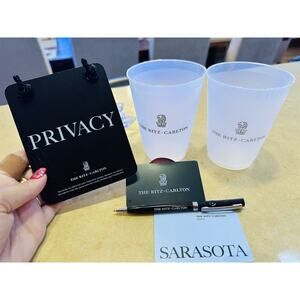 Ritz Carlton Hotel Privacy DND Door Sign Cups Key Cards Pen Gift Set Manifesting